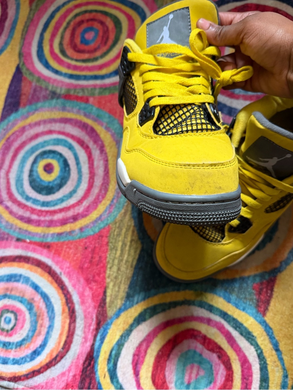 Woman’s Yellow and Gray Jordan’s 4 - Picture 5 of 5